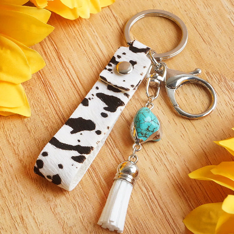 Wholesale Leather Animal Cow Leopard Print Keychain